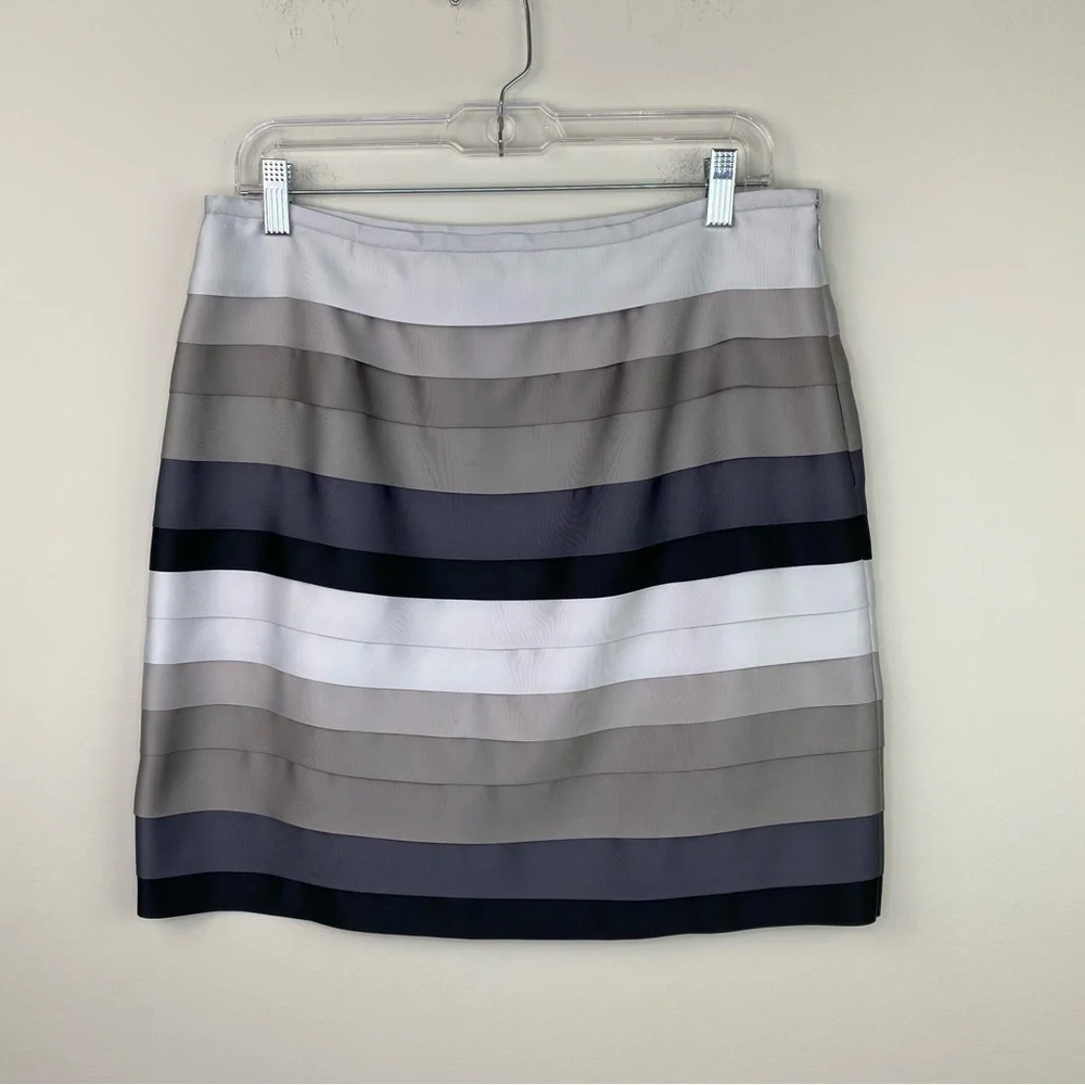 J.McLaughlin Ombré gray black ribbon skirt size 10